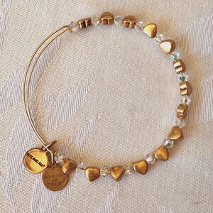 Alex and Ani gold bangle bracelet with mini hearts